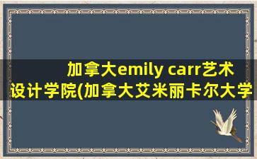 加拿大emily carr艺术设计学院(加拿大艾米丽卡尔大学世界排名如何)